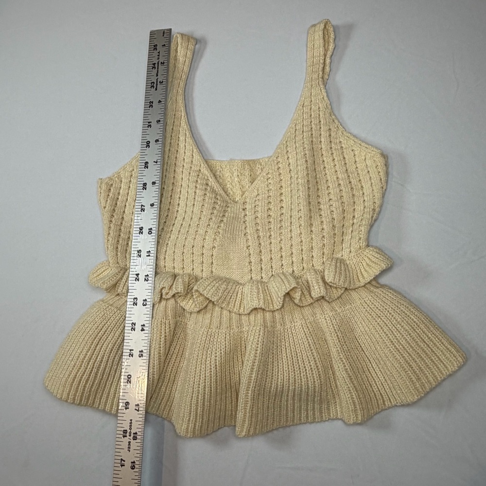 Cream Knit Ruffle Tank Top - Picture 2 of 6